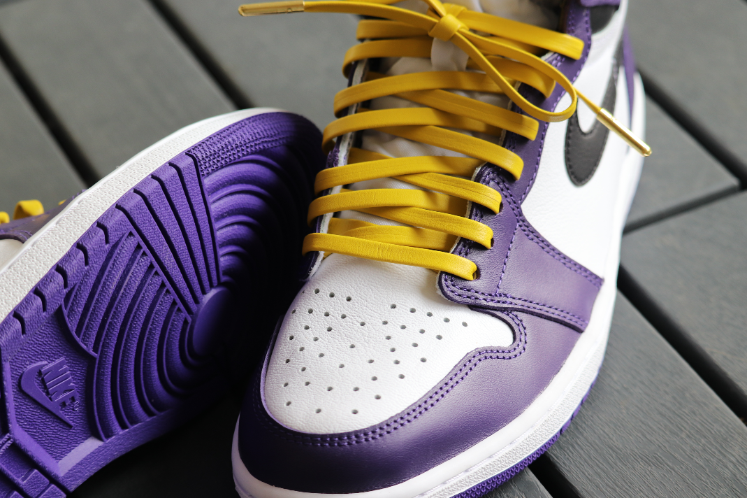 Yellow Premium Leather Laces Gold Aglets 63