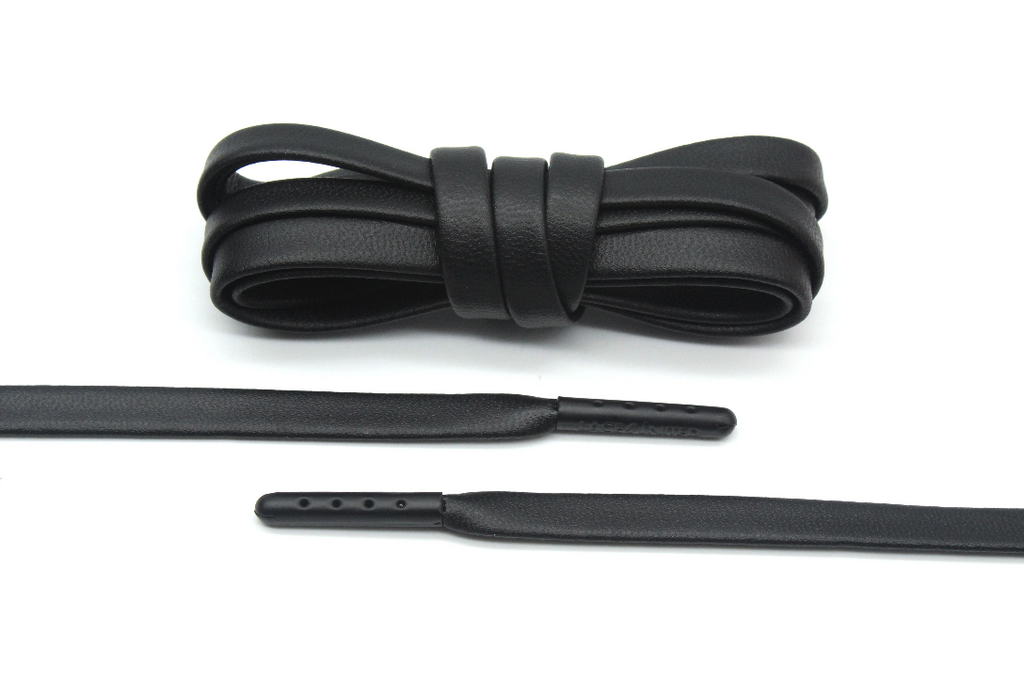 Black Premium Leather Laces Black Aglets 45