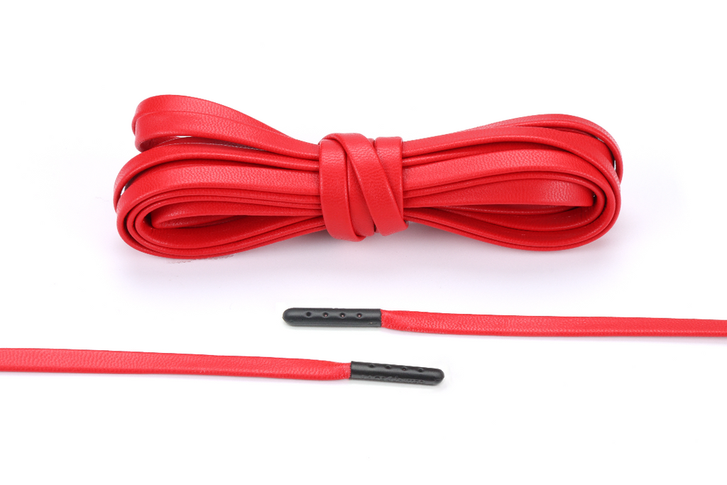Red Premium Leather Laces Black Aglets Lace United